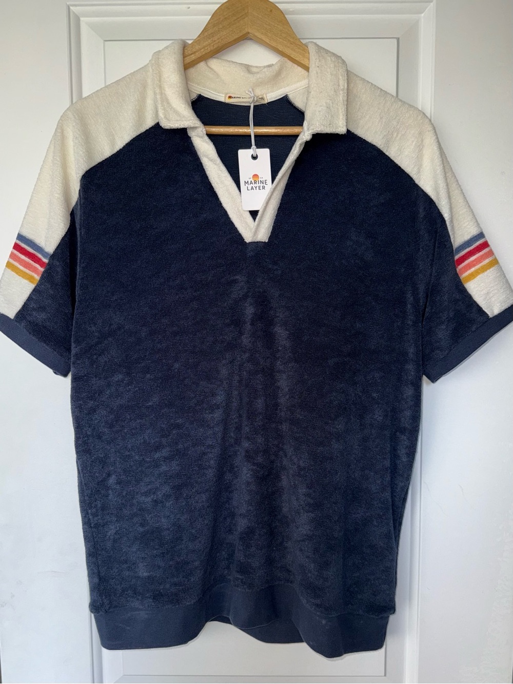 Marine Layer NWT Terry Out Varsity Polo in "Mood Indigo" - Size Marge (M/L)